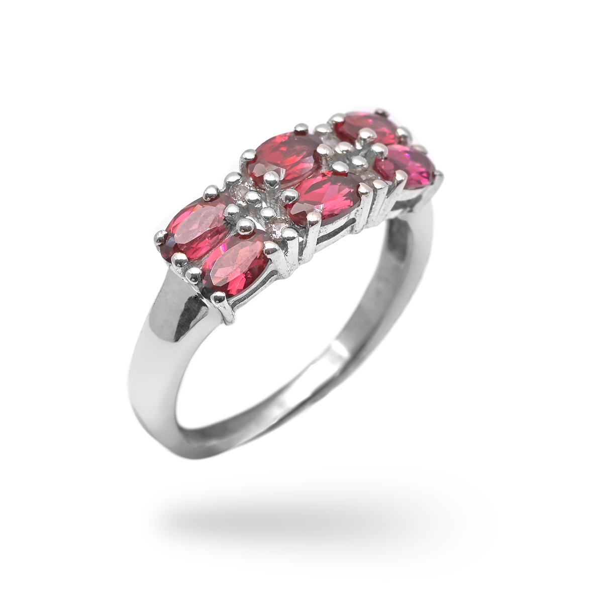 Bague rhodolite, topaze argent Cerise